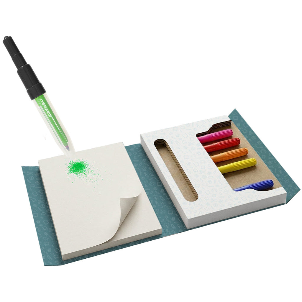 Kidywolf Kidydraw Kit Creatieve Set 6 Blaaspennen, de set uitgepakt