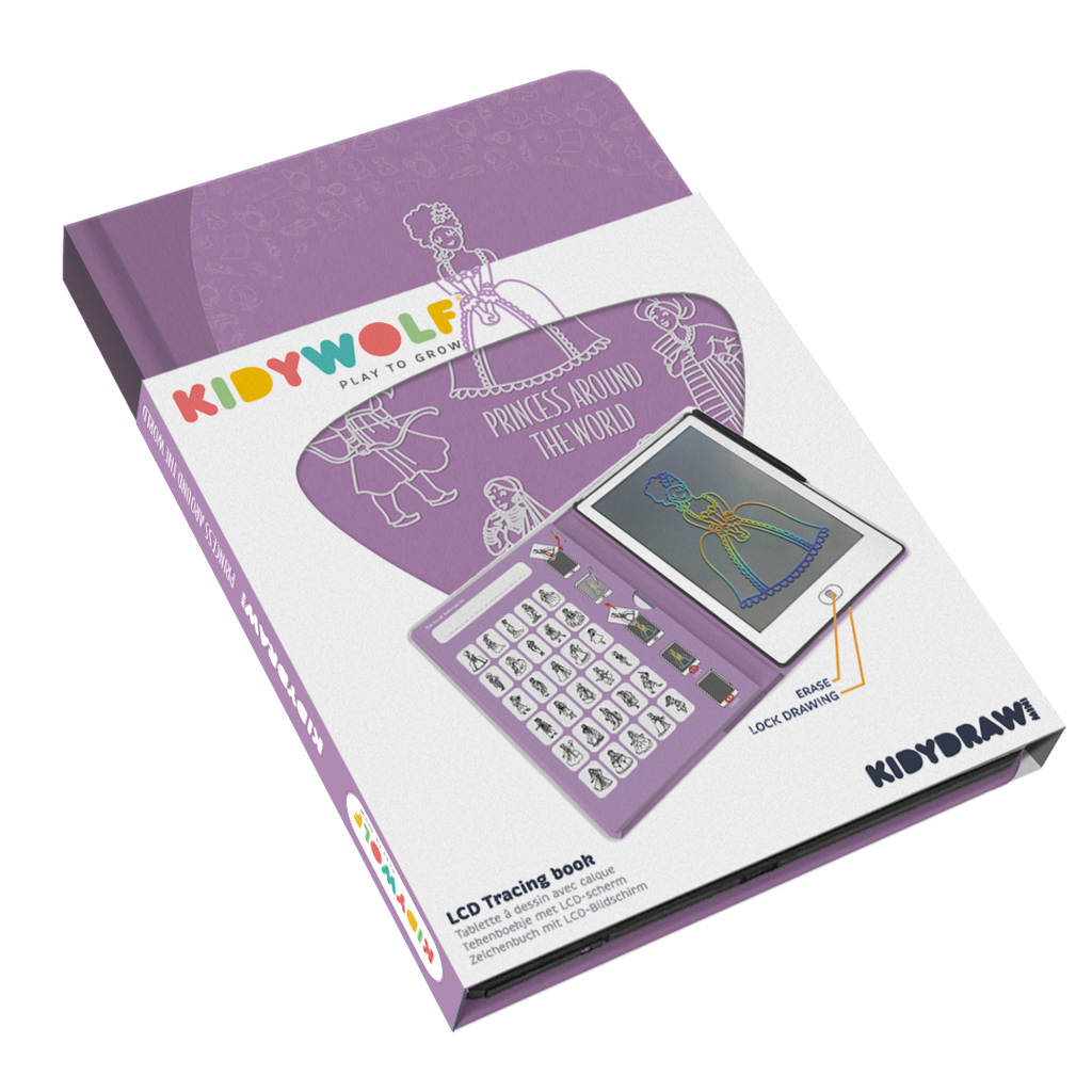 Kidywolf Kidydraw-Mini Tablet 30 Tekeningen | Tekenbord Prinses
