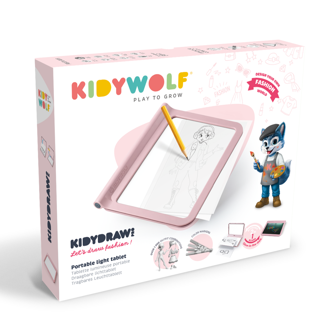Kidywolf Kidydraw Lichtgevende Tablet Leren Tekenen En Schrijven | Roze Fashion