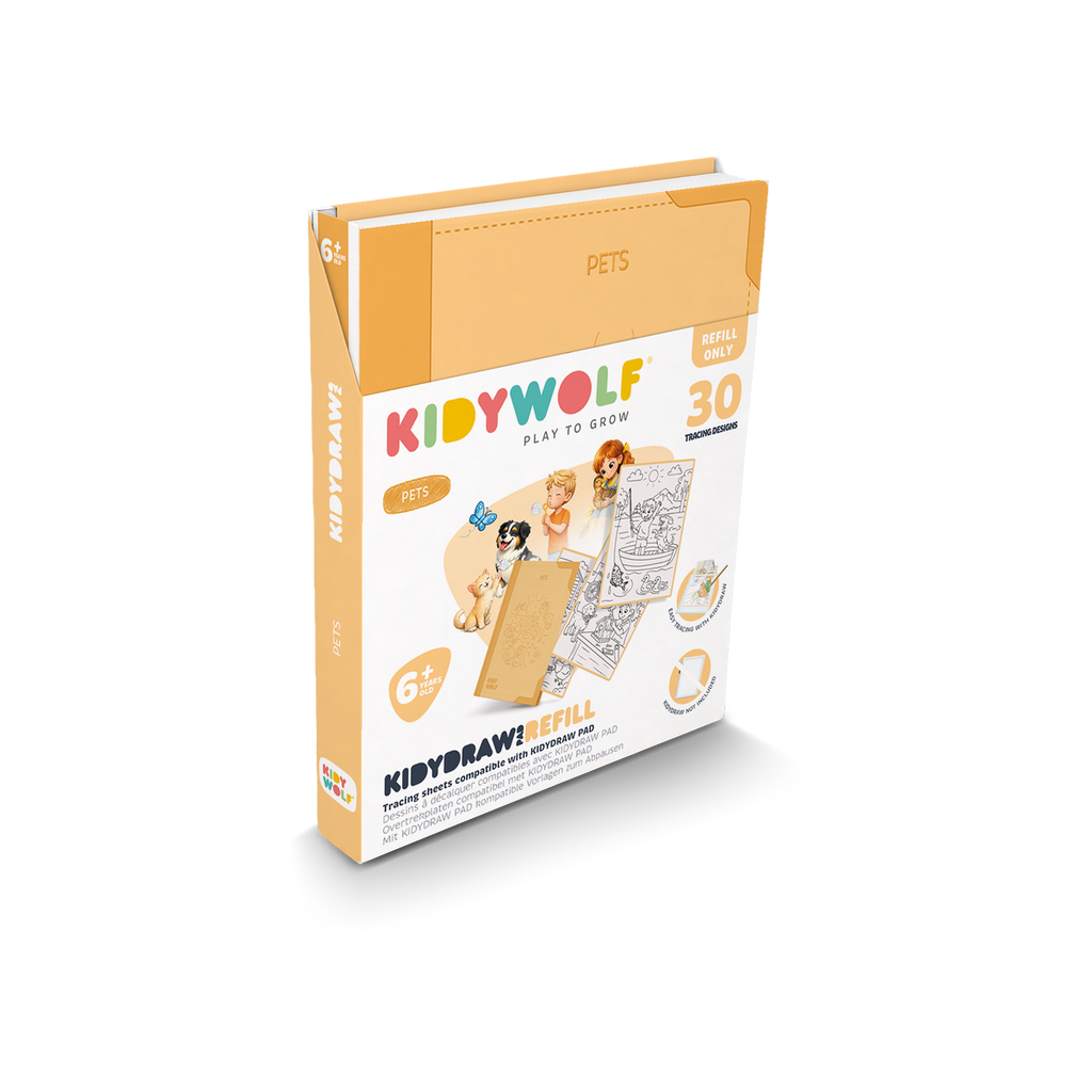 Kidywolf Kidydraw Pad Navulling 30 Tekeningen Pets, de verpakkingshoes