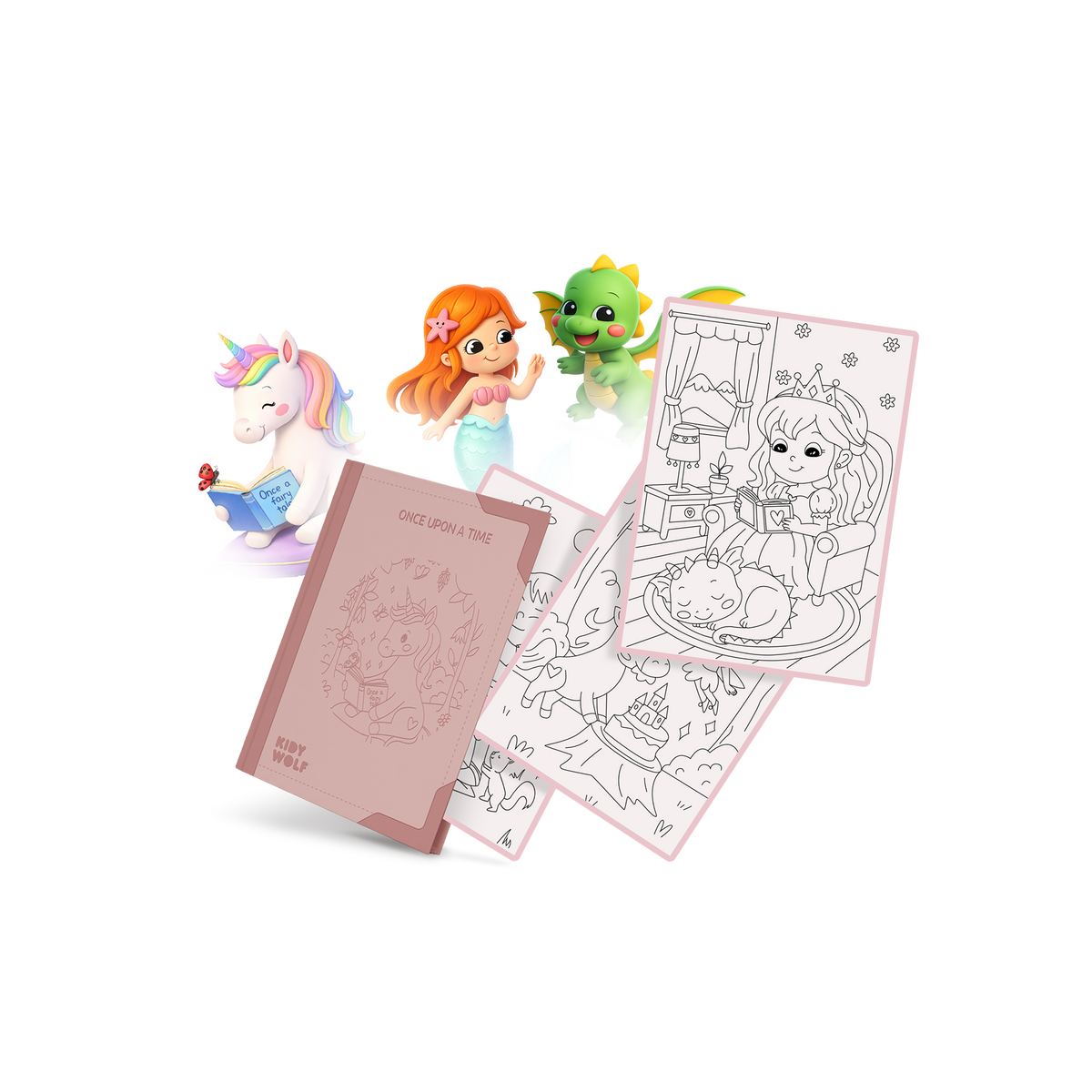 Kidywolf Kidydraw Pad Navulling 30 Tekeningen Once Upon A Time, de navulset