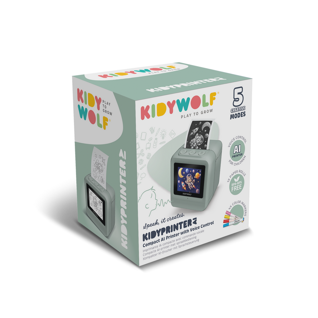 Kidywolf Kidyprinter AI Creatieve Printer Zonder Inkt, de verpakking