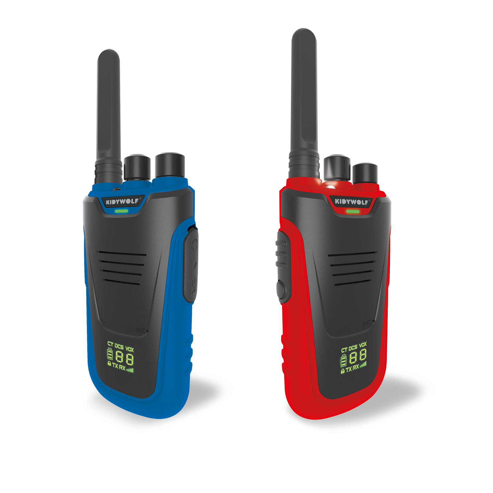 Kidywolf Kidytalk Walkie Talkie 2 Stuks | Blauw - Rood
