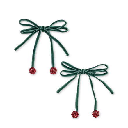 * Konges Sløjd Cherry Bow Haarspeldjes 2ST | Smoke Pine