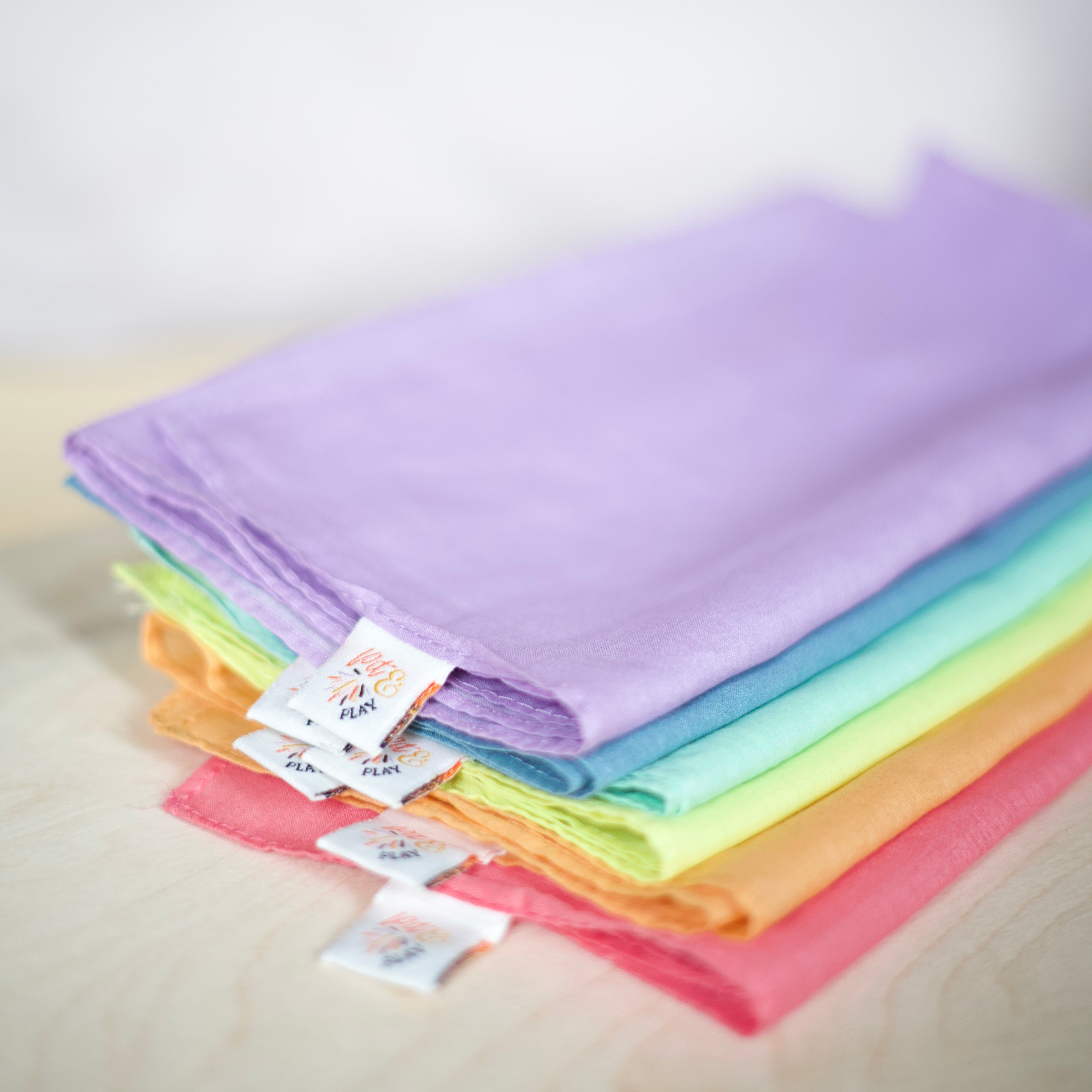 Pit & Play Regenboog Set 6 Speeldoeken 48x48cm | Pastel