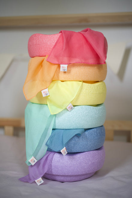 Pit & Play Regenboog Set 6 Speeldoeken 48x48cm | Pastel