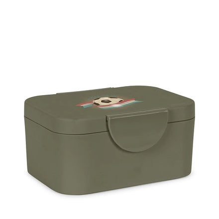 Konges Sløjd brooddoos in Green Kick It, vooraanzicht van de lunchbox voor kinderen
