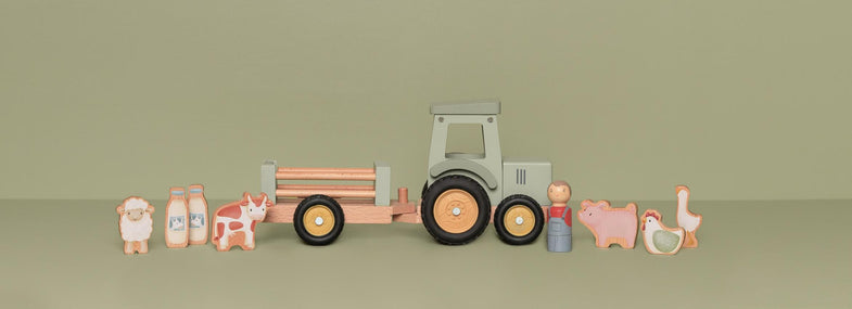 Little Dutch Houten Tractor Met Trailer | Little Farm