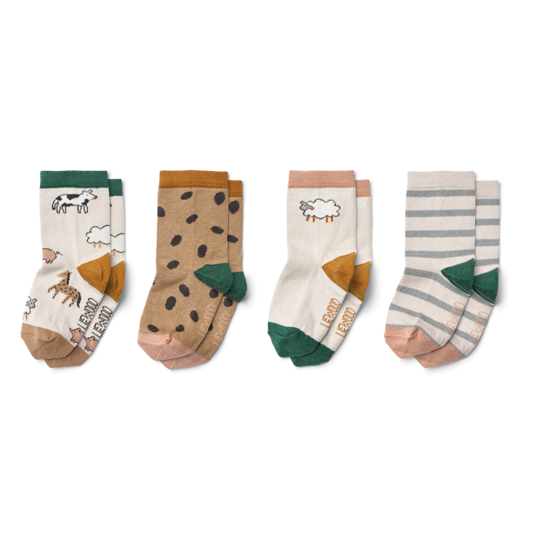 Liewood Silas Socks 4-Pack | Farm / Sandy