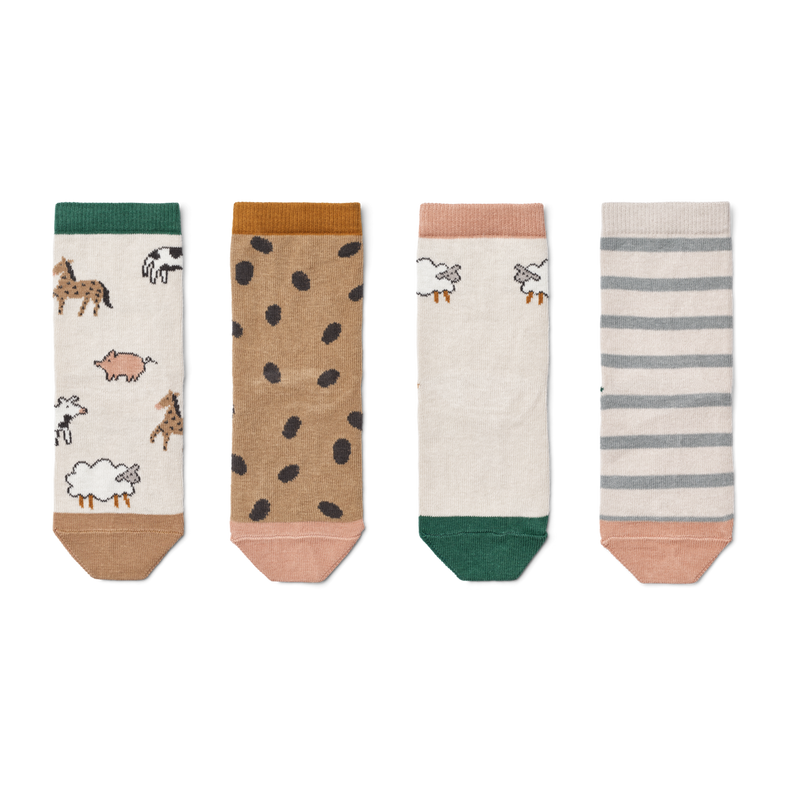 Liewood Silas Socks 4-Pack | Farm / Sandy