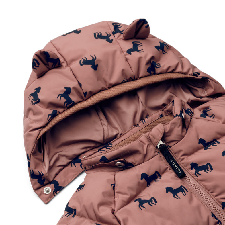 Liewood Polle Puffer Jacket | Horses - Dark Rosetta  *