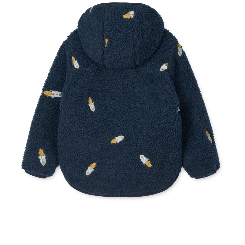 Liewood Mara Pile Jacket | Rocket / Classic Navy / Embroidery