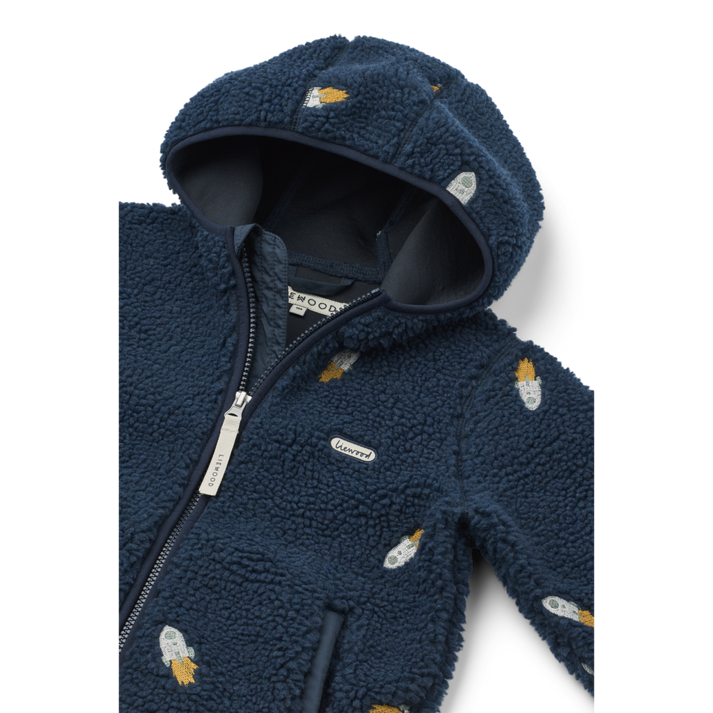 Liewood Mara Pile Jacket | Rocket / Classic Navy / Embroidery