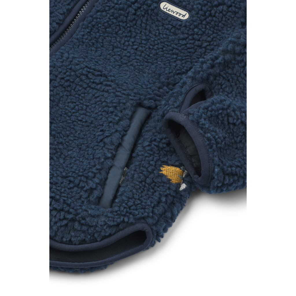 Liewood Mara Pile Jacket | Rocket / Classic Navy / Embroidery