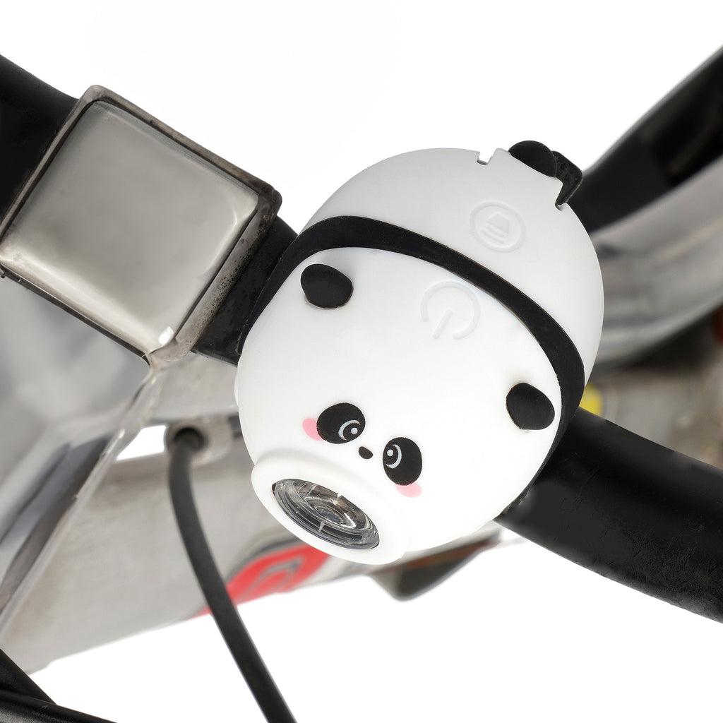 Panda fietslicht van Legami, zonder gereedschap aan vrijwel ieder fietsstuur te bevestigen, bij De Gele Flamingo