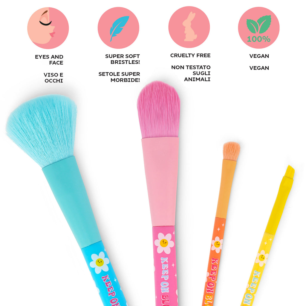 Legami "Oh My Glow!" Set van 4 Make-up Borstels | Bloemen