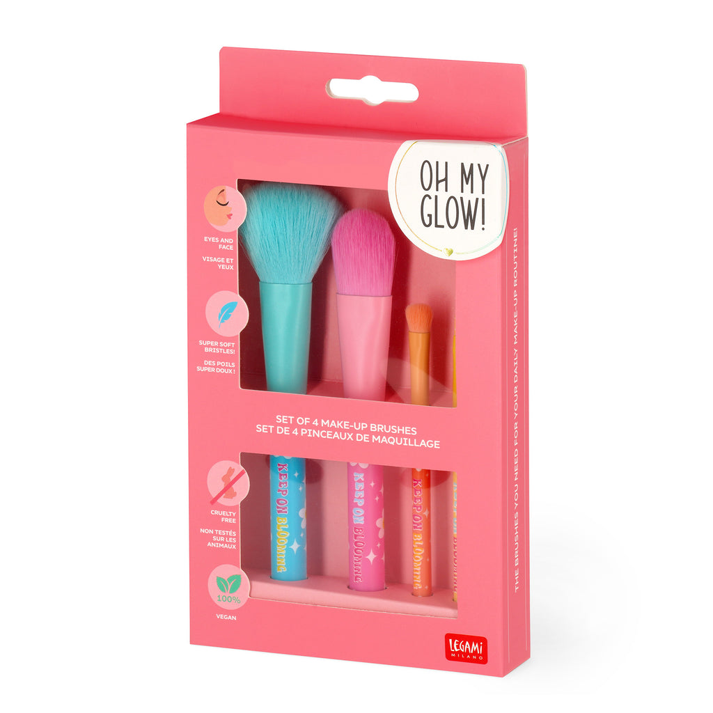 Legami "Oh My Glow!" Set van 4 Make-up Borstels | Bloemen