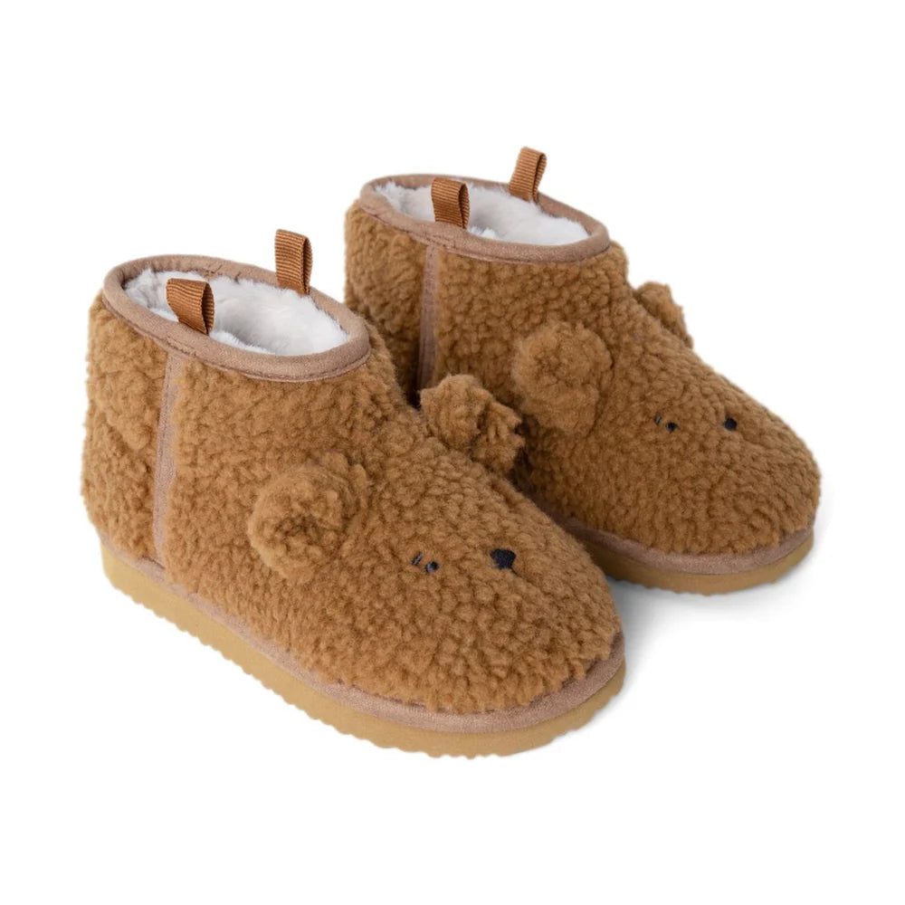 Liewood Alban Bear Pile Boot Pantoffels | Golden Caramel