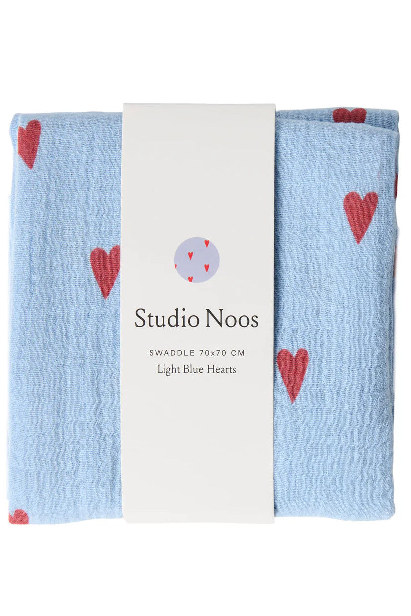 Studio Noos Tetra doek | Light Blue Hearts 70x70 cm