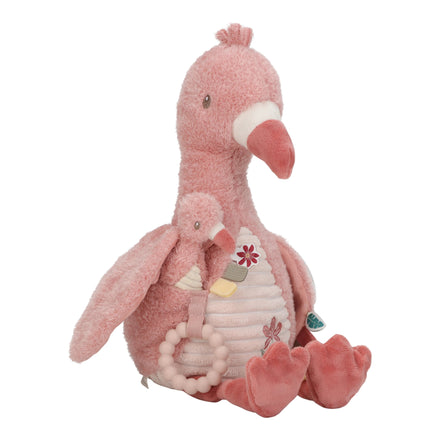 Little Dutch Activiteitenknuffel Safari Friends Flamingo met veilig spiegeltje, De Gele Flamingo