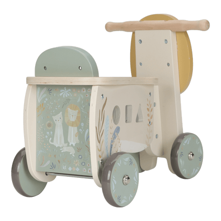 Little Dutch houten loopfiets Safari Friends Leeuw met beweegbare tandwielen, bij De Gele Flamingo