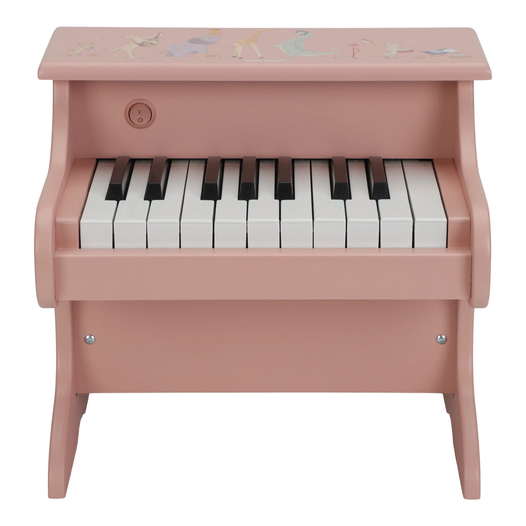 Safari Friends piano in roze van Little Dutch met vrolijk muziekje, verkrijgbaar bij De Gele Flamingo