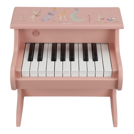 Little Dutch Houten Piano Safari Friends in roze bij De Gele Flamingo, houten kinderpiano met safaridieren