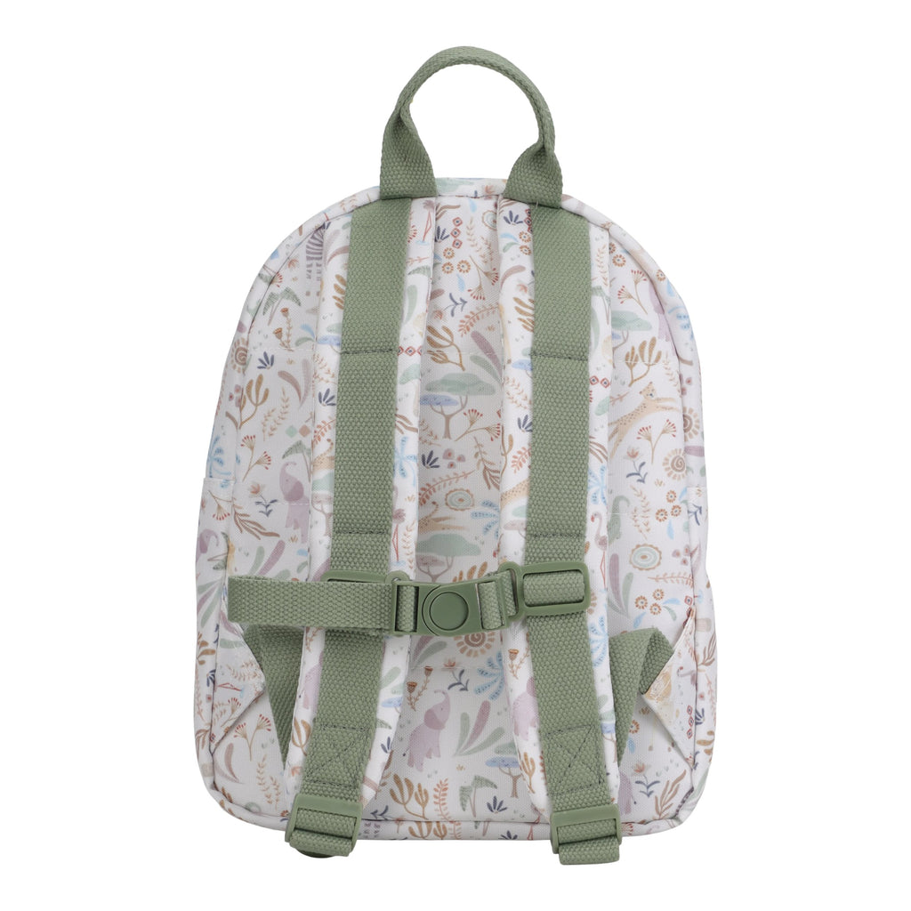 Little Dutch Rugzakje 29cm Safari Friends heeft een handig voorvak, te koop bij De Gele Flamingo.