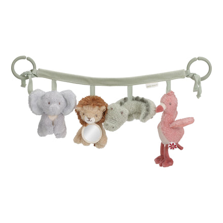 Little Dutch Wagenspanner Safari Friends, babyspeelgoed voor onderweg van De Gele Flamingo