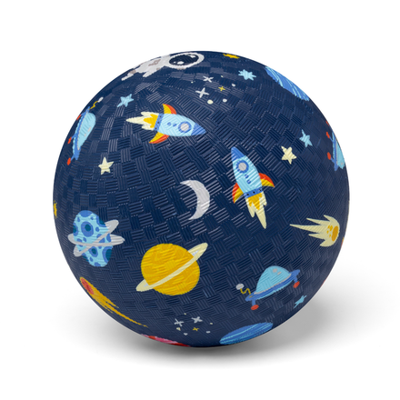 Little L rubber bal van 18 cm met ruimteprint, speelbal vanaf 3 jaar bij De Gele Flamingo