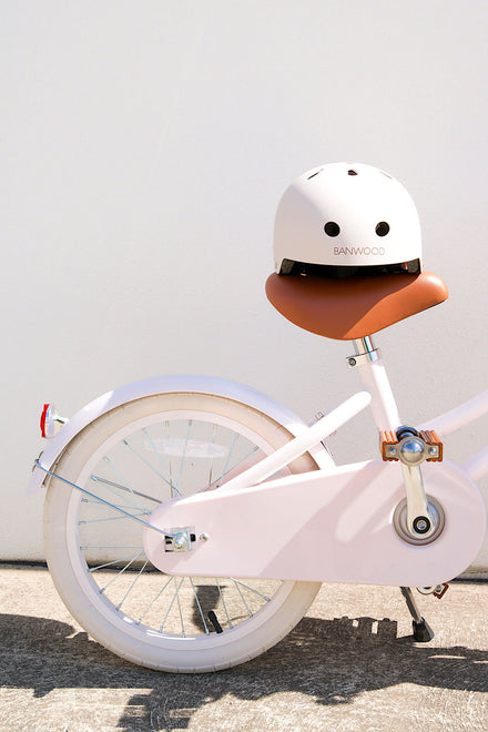 Banwood Classic Vintage 14 inch kinderfiets pink met Scandinavische look, bij winkel De Gele Flamingo.
