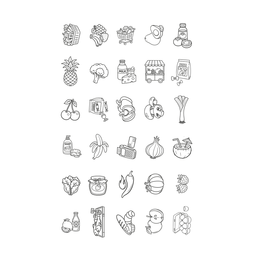 Kidywolf Kidydraw-Mini Tablet 30 Tekeningen Tekenbord Mijn Kleine Marktje, de tekeningen van het marktthema