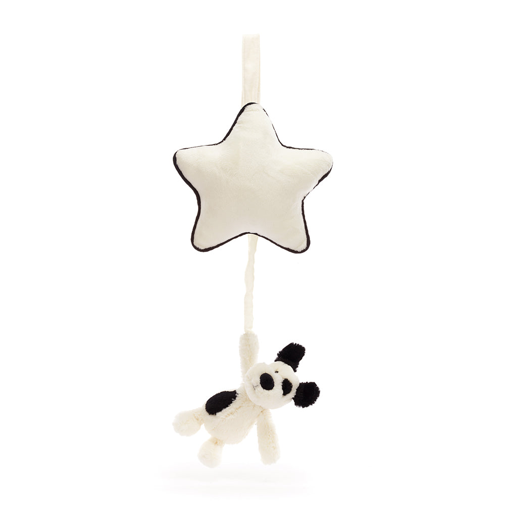 * Jellycat Knuffel Bashful Black & Cream Puppy Muziek Babyspeeltje