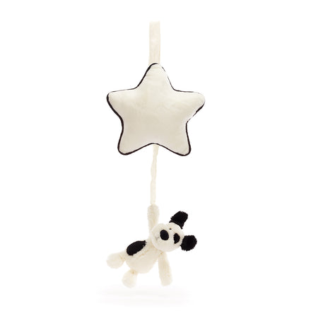 * Jellycat Knuffel Bashful Black & Cream Puppy Muziek Babyspeeltje