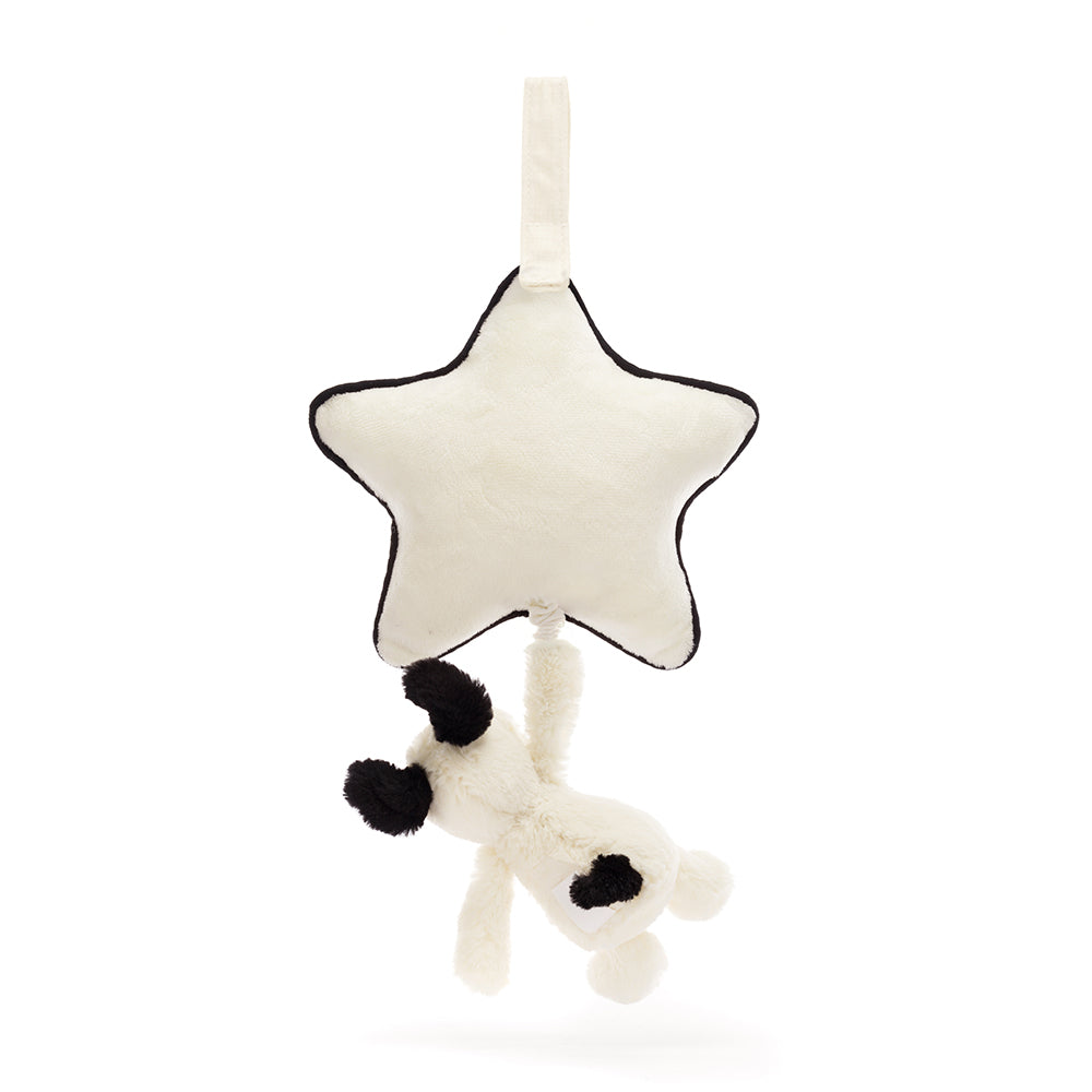 * Jellycat Knuffel Bashful Black & Cream Puppy Muziek Babyspeeltje