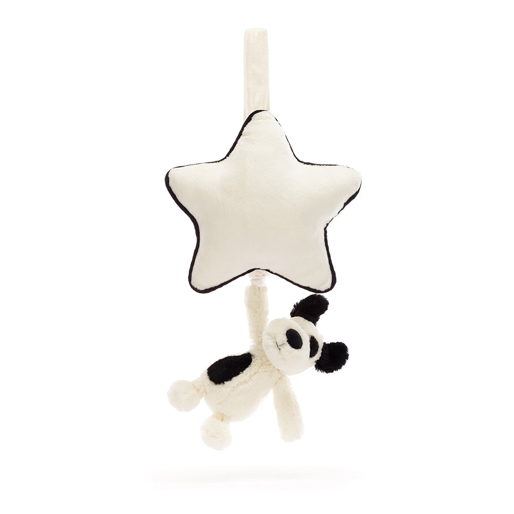 * Jellycat Knuffel Bashful Black & Cream Puppy Muziek Babyspeeltje