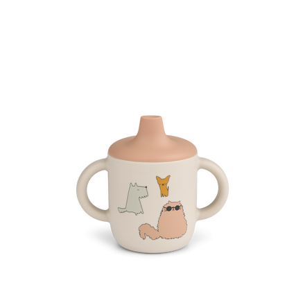 Liewood Neil Sippy Cup | Cats And Dogs / Sandy