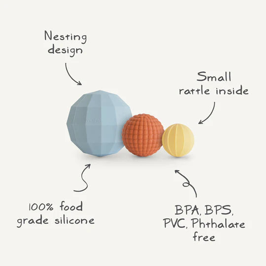 Mushie Sensorisch Speelgoed Nesting Spheres | Powder Blue