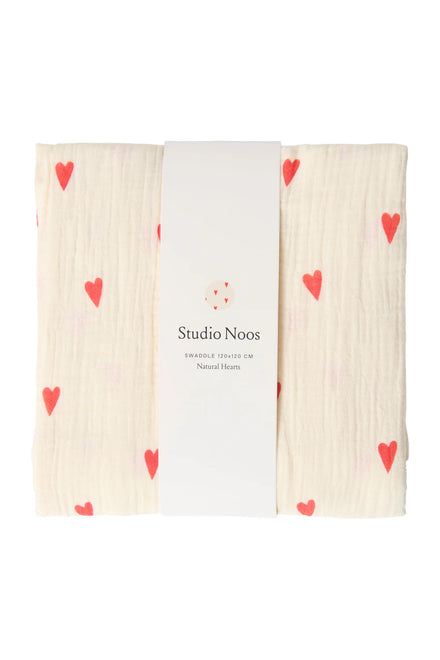 Studio Noos Tetra doek | Natural Hearts 120x120 cm