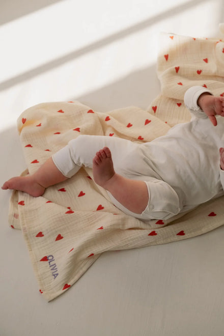 Studio Noos Tetra doek | Natural Hearts 120x120 cm