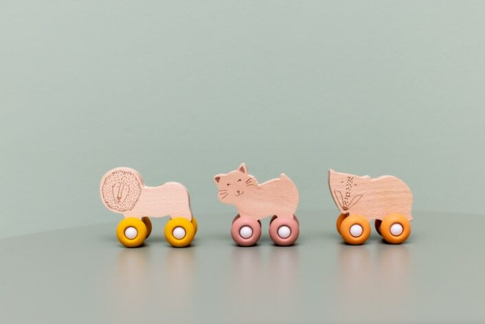 * Trixie Houten Speeldiertje Op Wielen | Mrs. Cat