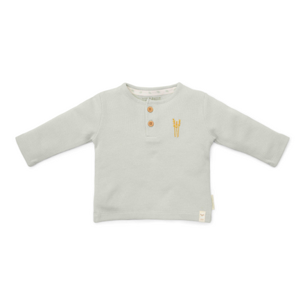 * Little Dutch Newborn Noos Little Farm T-Shirt Lange Mouw Wafel | Soft Green