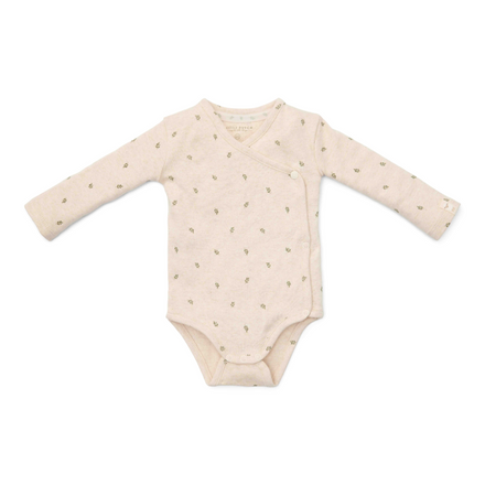 * Little Dutch Newborn Noos Little Farm Romper Overslag Lange Mouw | Green Leaves