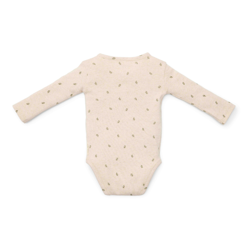 * Little Dutch Newborn Noos Little Farm Romper Overslag Lange Mouw | Green Leaves