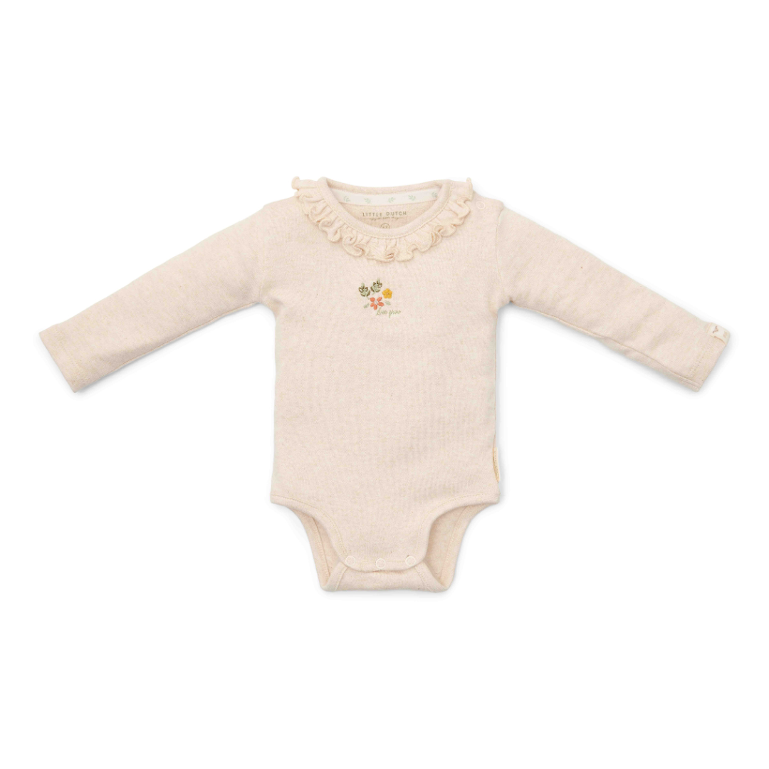 * Little Dutch Newborn Noos Little Farm Romper Lange Mouw | Sand Melee