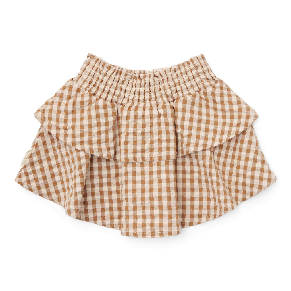 * Little Dutch Kleuter Winter Rok Brown Check | Bruin