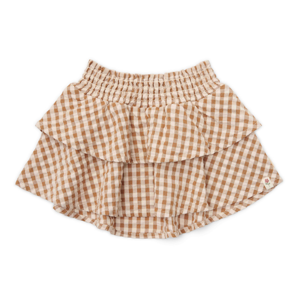 * Little Dutch Kleuter Winter Rok Brown Check | Bruin
