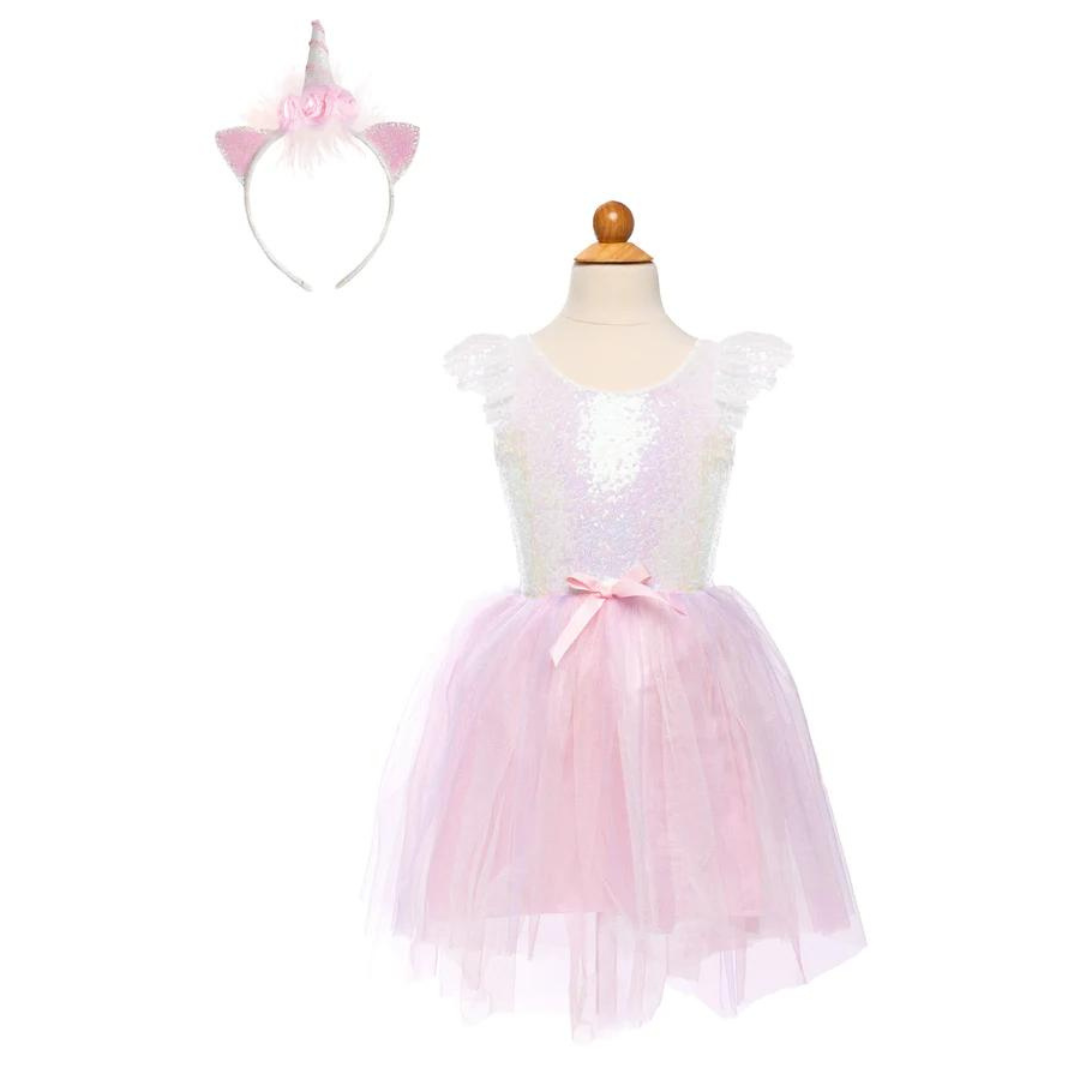 * Great Pretenders Dreamy Unicorn Jurk Iridescent/Pink Met Haarband | 5-6Y