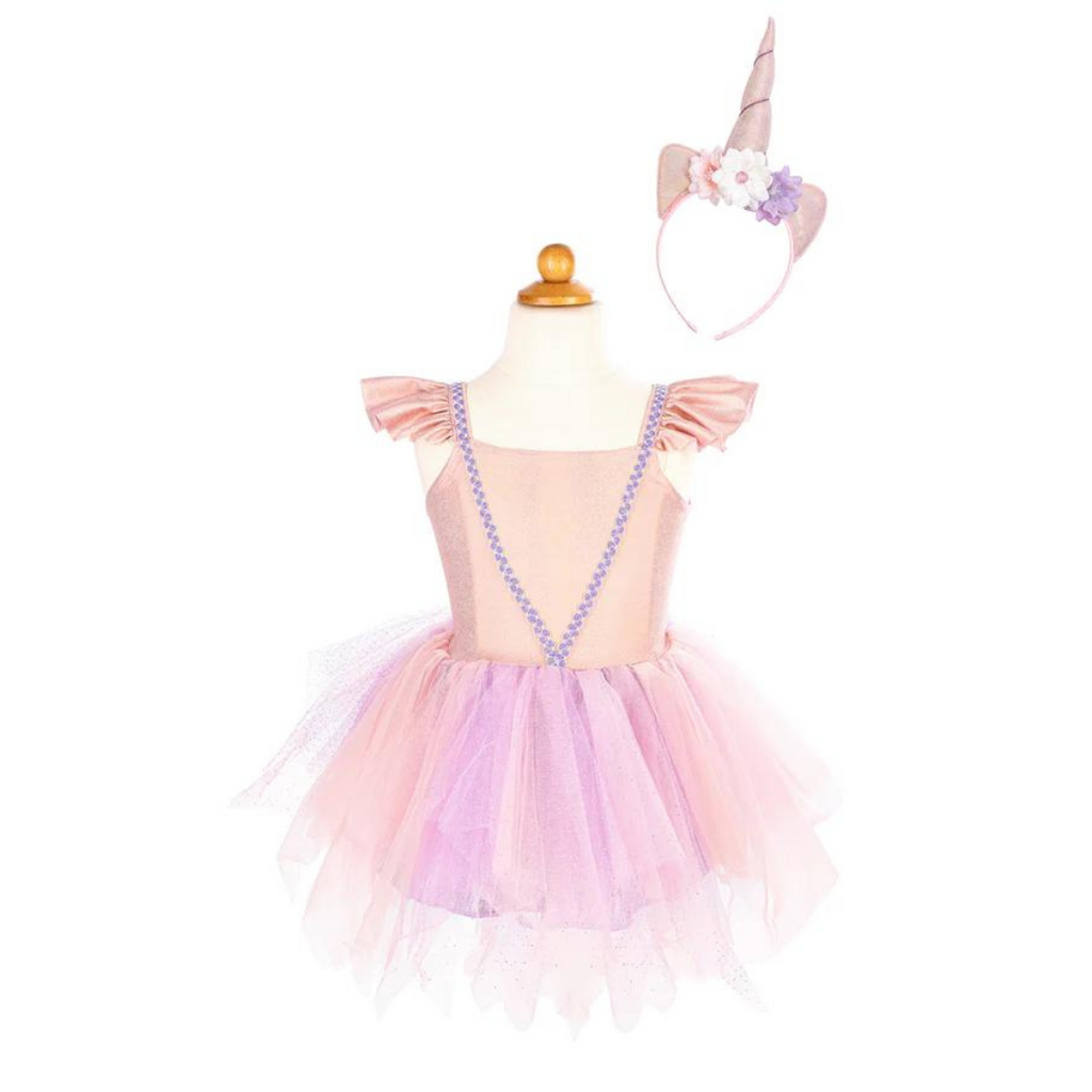 * Great Pretenders Shimmer Unicorn Jurk & Haarband Pink | 5-6Y