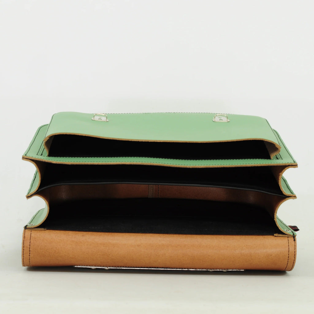 Own Stuff Lederen Boekentas Dino | Pastel Green
